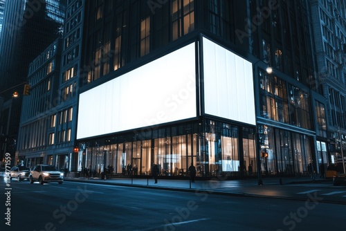Spacious horizontal advertising display mockup on urban structure for outdoor promotions, showcasing digital lightbox
