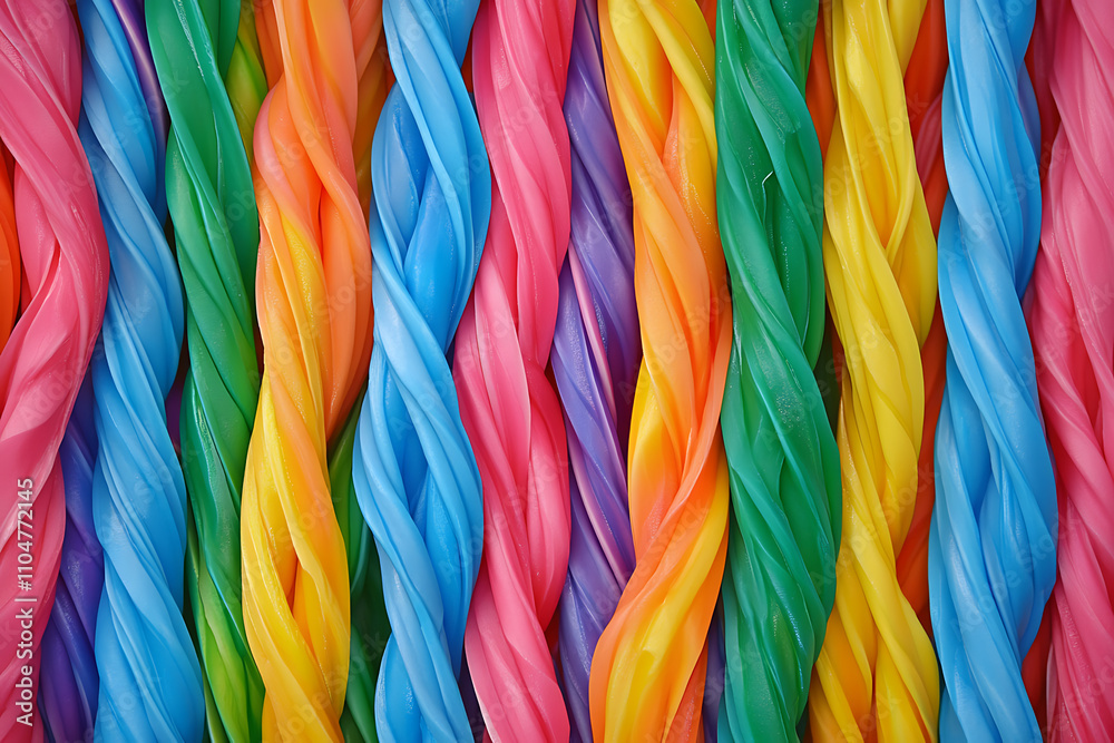 Close-up of colorful candy canes arranged in a festive pattern, ideal for holiday backgrounds and designs Close-up of colorful candy canes arranged in a festive pattern, ideal for holiday backgrounds and designs
