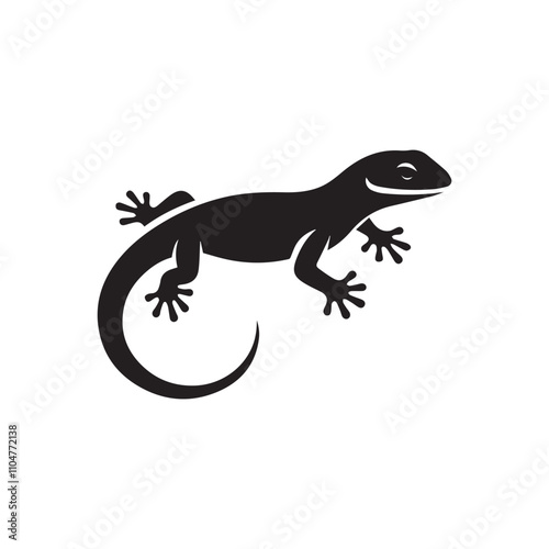 Minimalist lizard silhouette. Lizard vector illustration. 