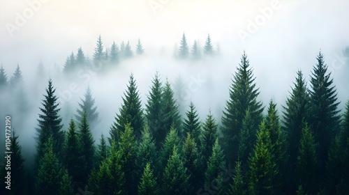 Misty Evergreen Forest Landscape
