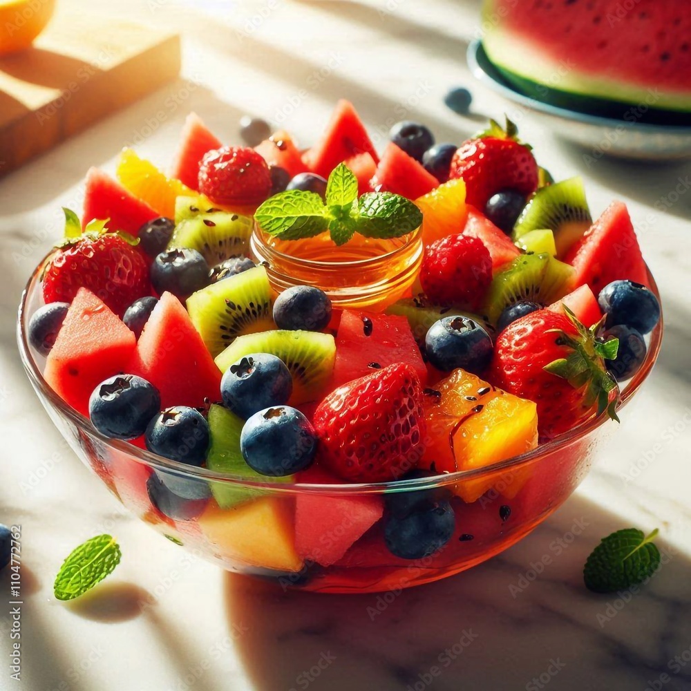 Fresh and Vibrant Fruit Salad with Honey and Mint Fresh and Vibrant Fruit Salad with Honey and Mint