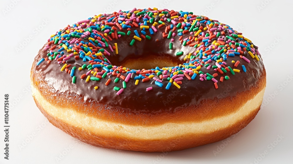 Glazed Donut with Rainbow Sprinkles on Pastel Background Glazed Donut with Rainbow Sprinkles on Pastel Background