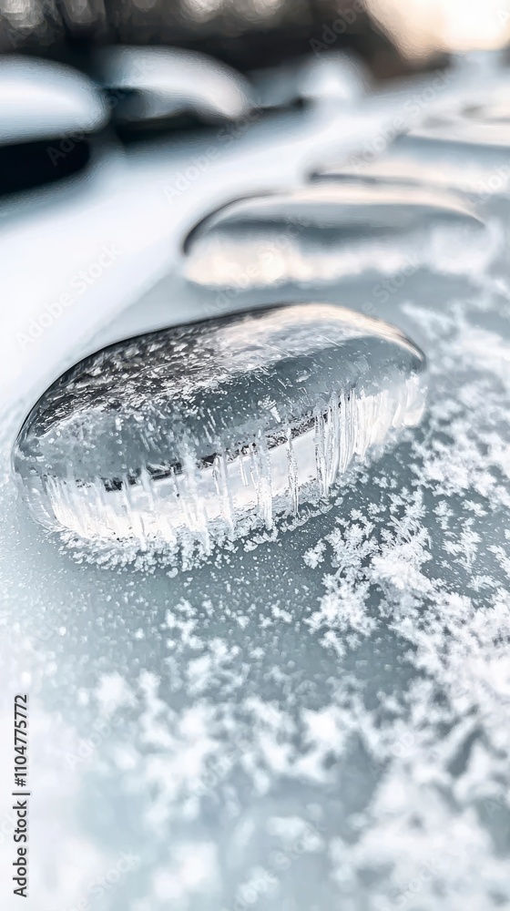 Frozen Raindrops on Car Frozen Raindrops on Car