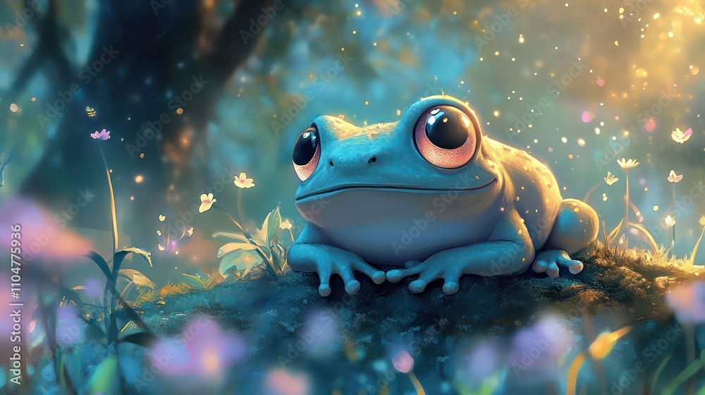 Enchanted Forest Frog: A Whimsical Digital Painting Enchanted Forest Frog: A Whimsical Digital Painting