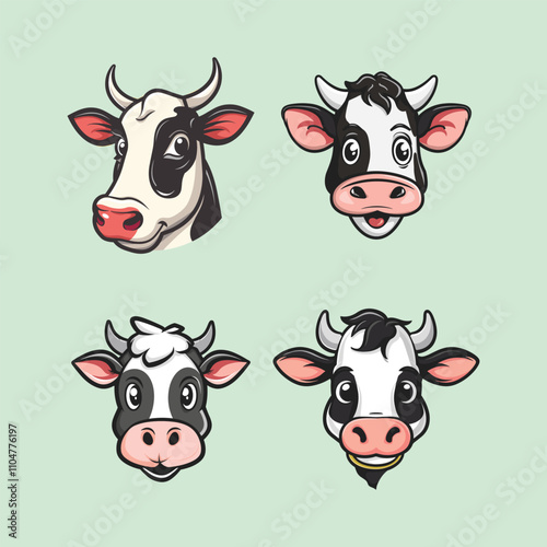collection of cute cow mascots vector