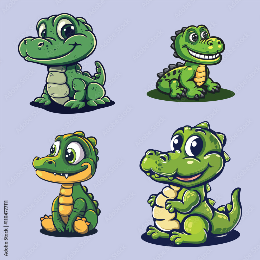 Fototapeta premium collection of cute crocodile mascots vector