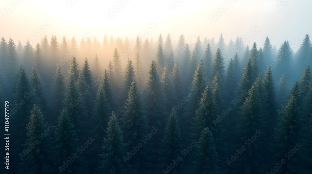 Misty Sunrise Forest Pines Misty Sunrise Forest Pines