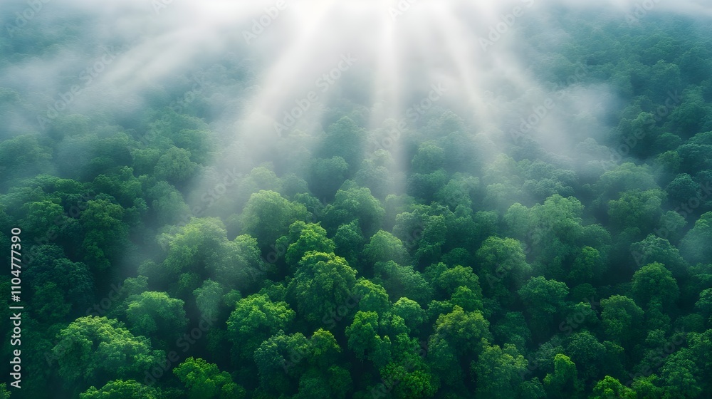 Sunbeams through Misty Forest Sunbeams through Misty Forest
