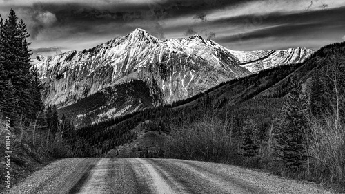 Snow covered Canadian Rocky Mountains, Range Road 51A, Kananaskis Country, Alberta, Canada  photo