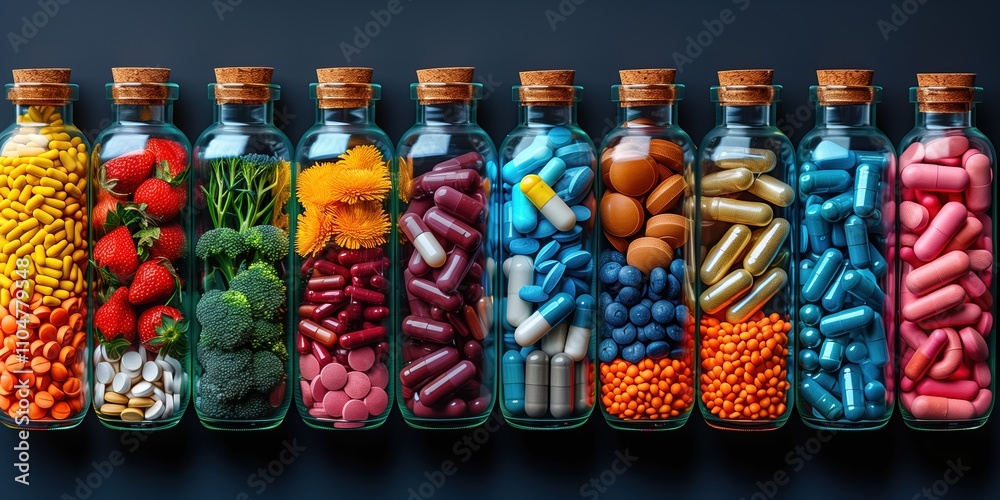 Eco medicine theme for health with organic pills Eco medicine theme for health with organic pills