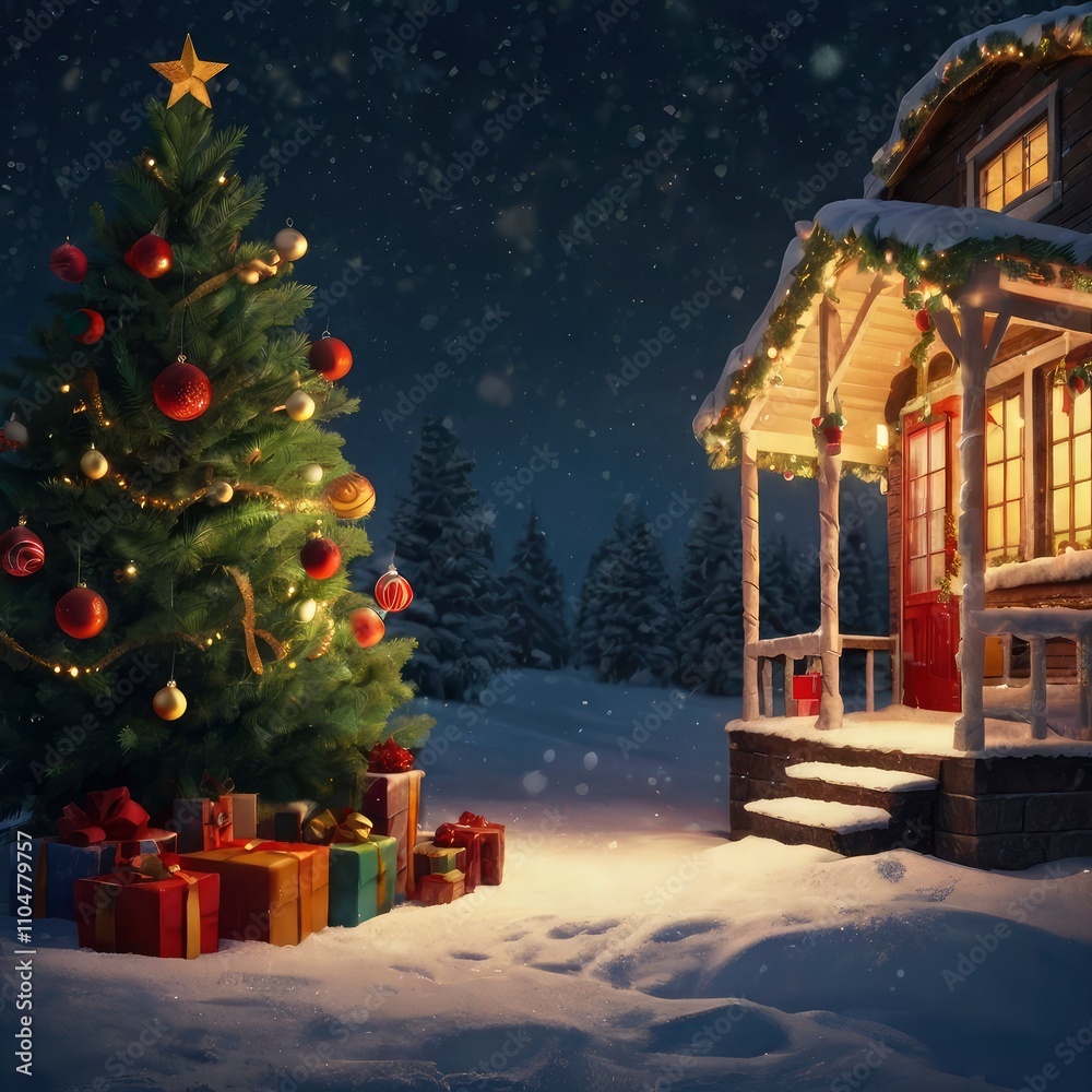 Fototapeta premium Christmas tree in the night