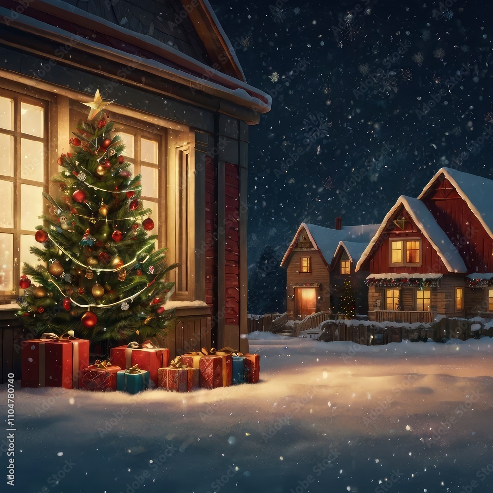 Obraz premium Christmas tree in the night