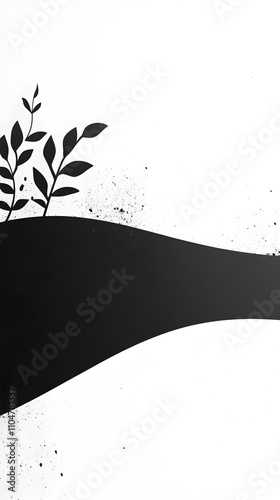 Elegant Minimalism: Black Silhouette of Branches Against a White Background