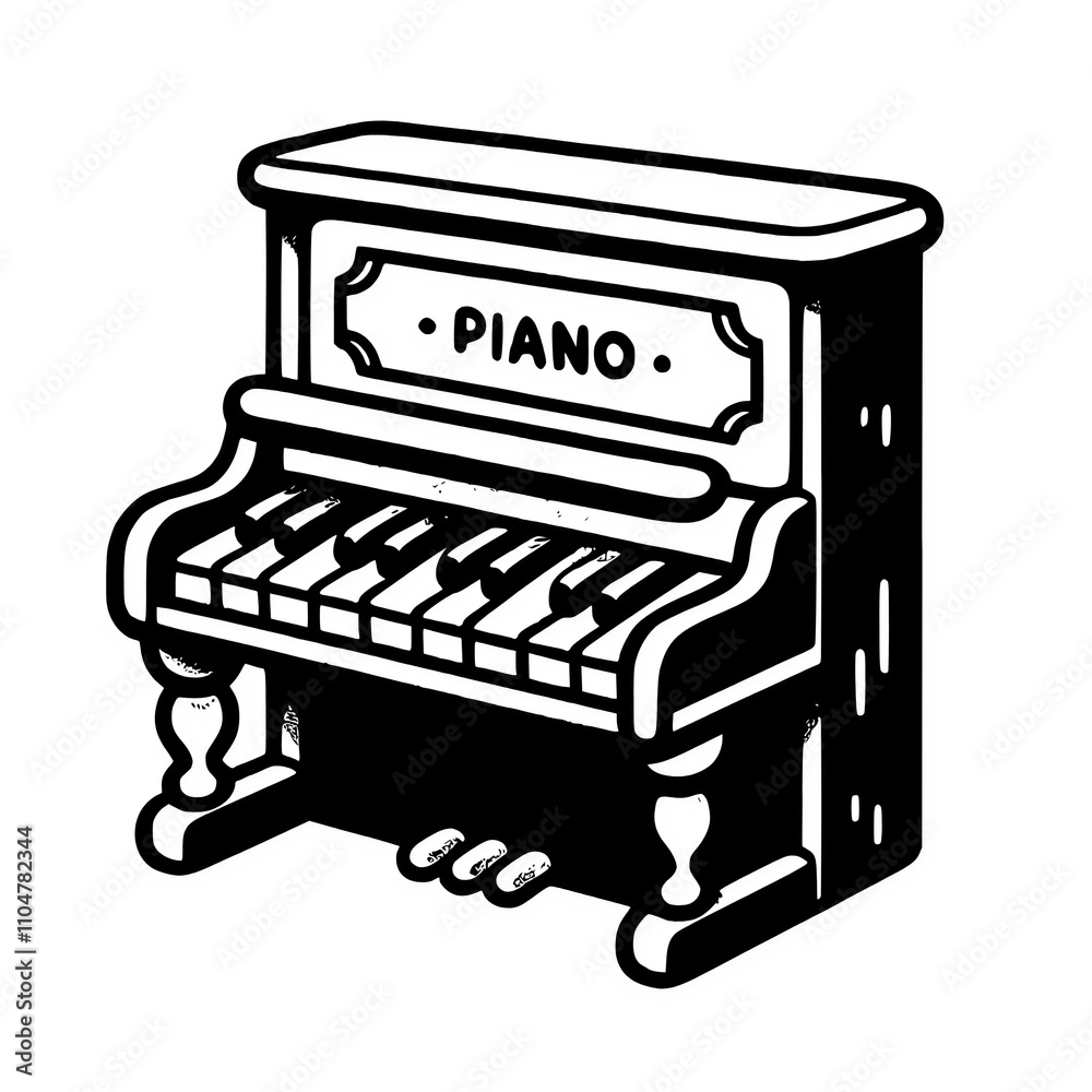 Black and white piano vector illustration Black and white piano vector illustration