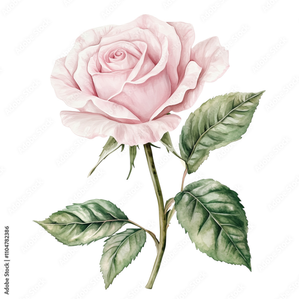 Fototapeta premium Blushing Beauty Pink Rose in Minimalist Charm