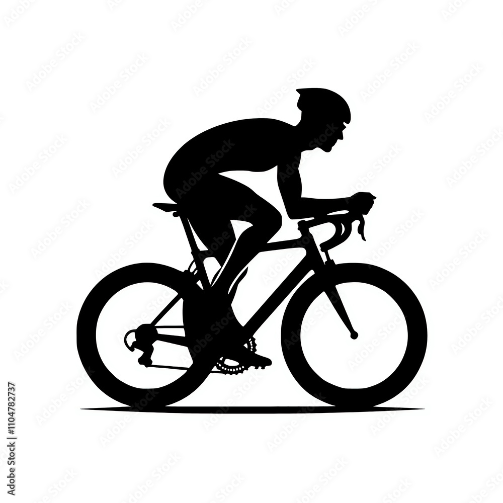 Naklejka premium Bicycle Race Silhouette: Cyclist in Motion for Active Lifestyle and Fitness Training Outdoors