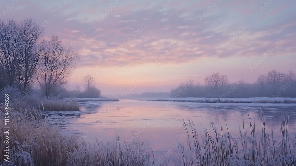 Soft pastel colors filling the sky at dawn, reflecting the gentle start of a new day Soft pastel colors filling the sky at dawn, reflecting the gentle start of a new day