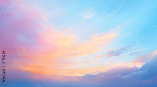 Obraz na płótnie Soft pastel colors filling the sky at dawn, reflecting the gentle start of a new day w salonie