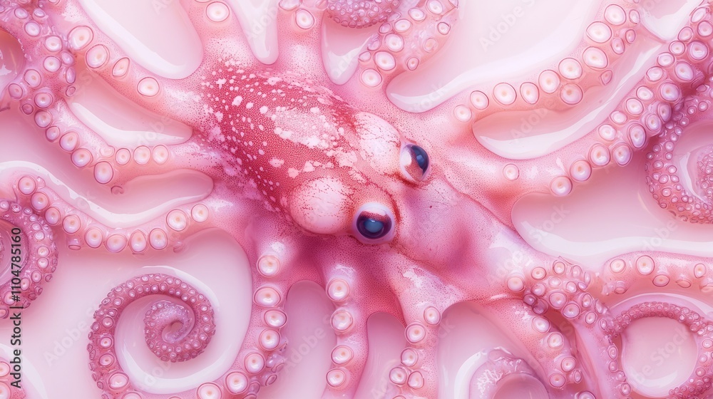 Mesmerizing Macro Shot of Fresh Octopus Showing Textures of Smooth, Glossy Skin with Sea Salt Sprinkles Mesmerizing Macro Shot of Fresh Octopus Showing Textures of Smooth, Glossy Skin with Sea Salt Sprinkles