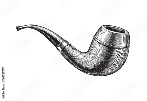 vintage smoking pipe sketch hand dawn drawing vector illustration