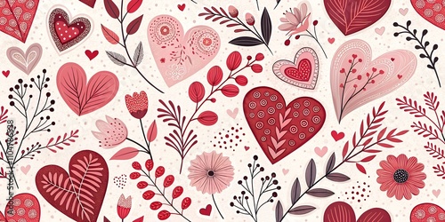 Valentine's Day. Seamless pattern, Modern abstract vector illustrations for greeting cards, party invitation card, website banner, social media banners, and marketing material. without text
 photo