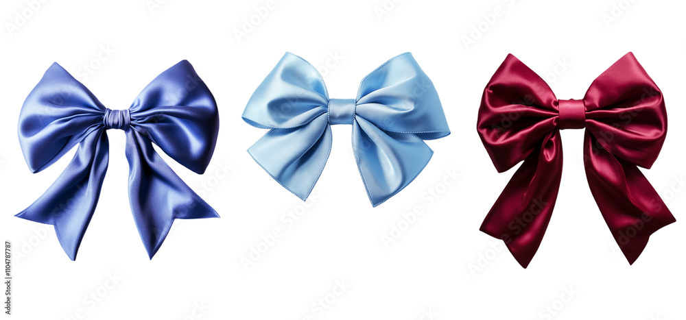 Red and blue bow isolated on transparent or white background, png Red and blue bow isolated on transparent or white background, png