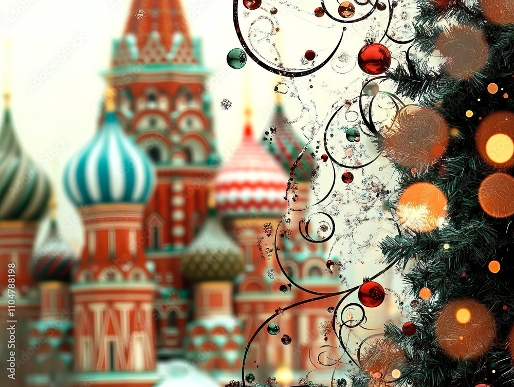 Naklejka premium Festive Christmas and New Year scene filled with joy and hope, symbolizing the arrival of a prosperous new year.