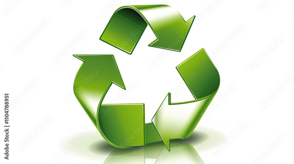 Obraz premium Natural Green Recycling Symbol - A Symbolic and Eco - Friendly Visual Representation. The Green Recycling Symbol with Its Natural Elements and Design, Standing Out on Its Own, Creating a Conscious and