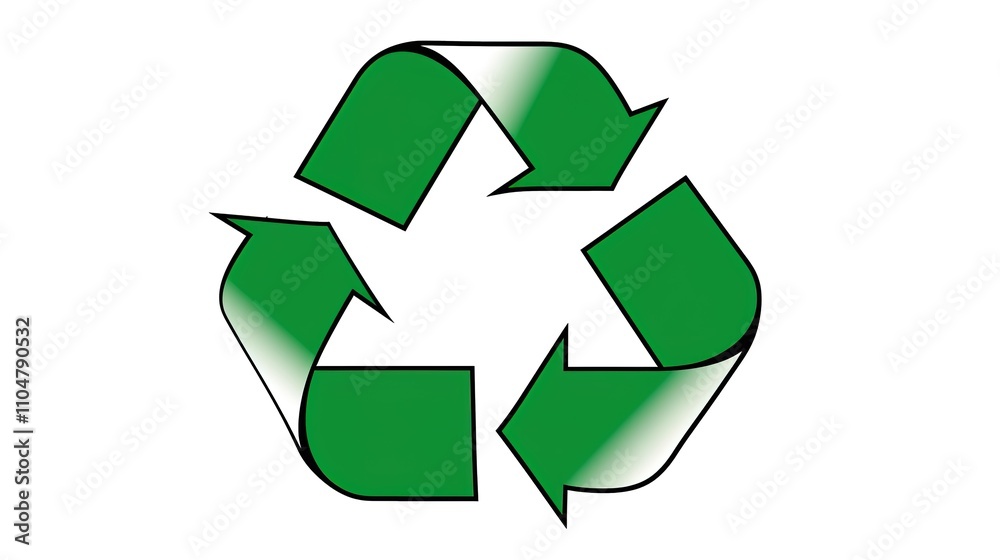 Obraz premium Natural Green Recycling Symbol - A Symbolic and Eco - Friendly Visual Representation. The Green Recycling Symbol with Its Natural Elements and Design, Standing Out on Its Own, Creating a Conscious and