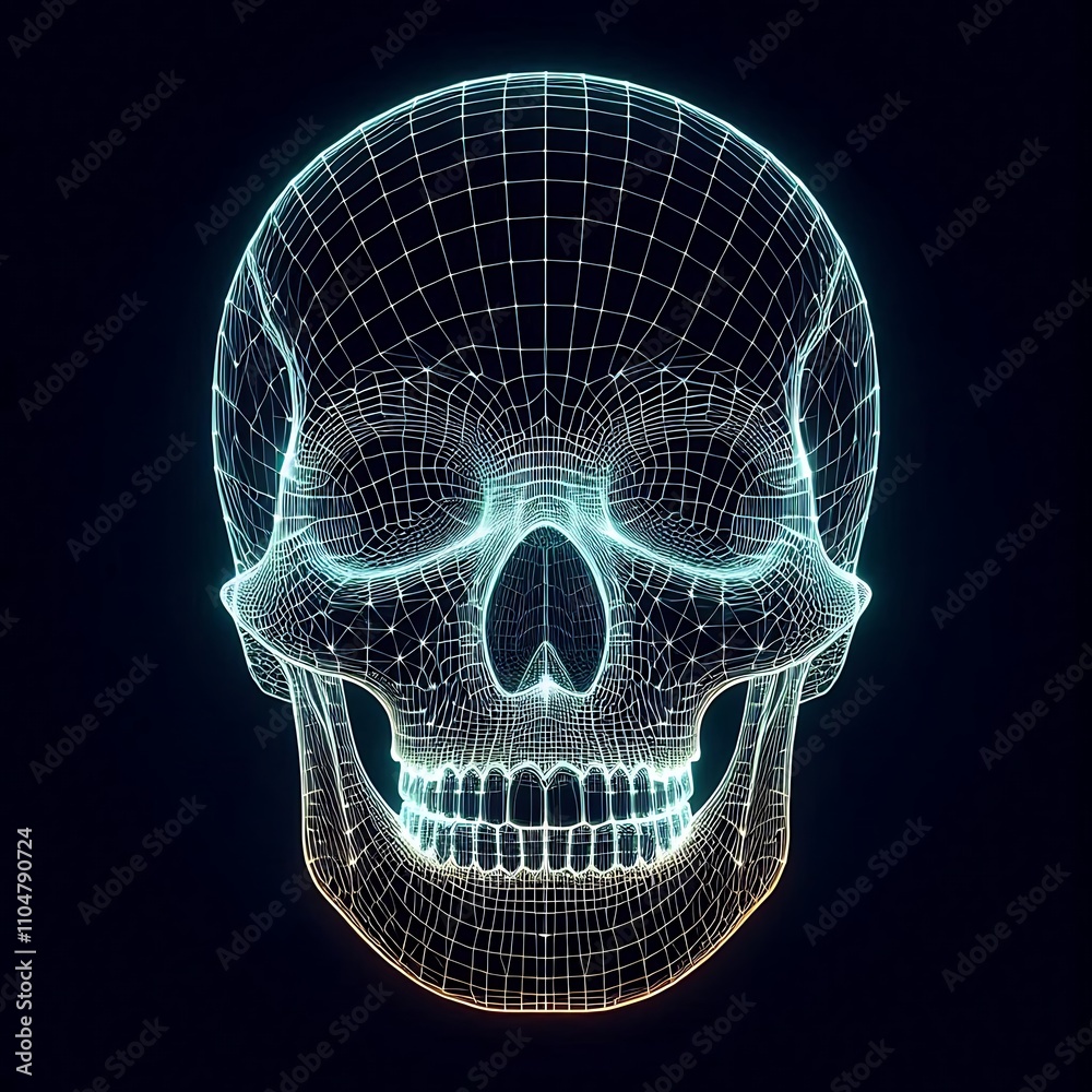 Wireframe skull illustration in neon style. Wireframe skull illustration in neon style.