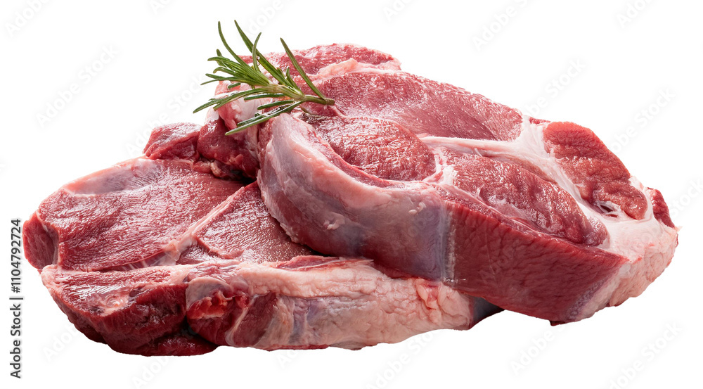 raw beef steak with rosemary isolated on white background raw beef steak with rosemary isolated on white background
