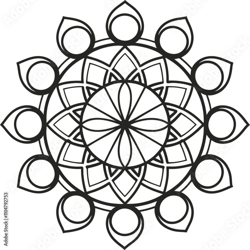 Mandala silhouette vector on a white background