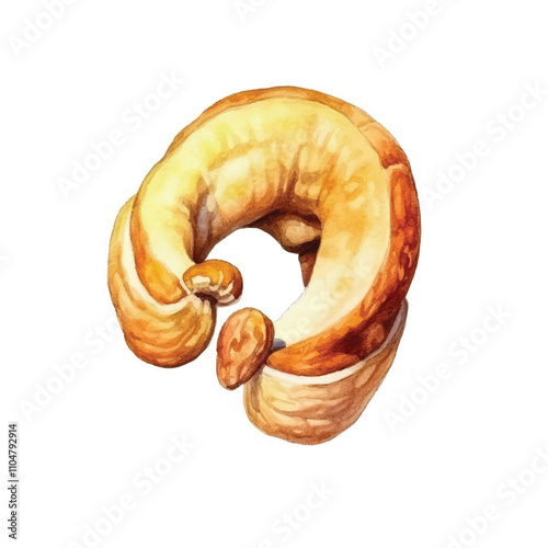 Watercolor Cashew isolated white background