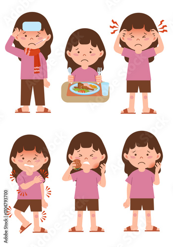 Symptoms of mumps and chicken pox in girl