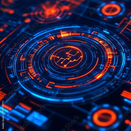 Wallpaper Mural Abstract digital interface with glowing circles and lines. Torontodigital.ca