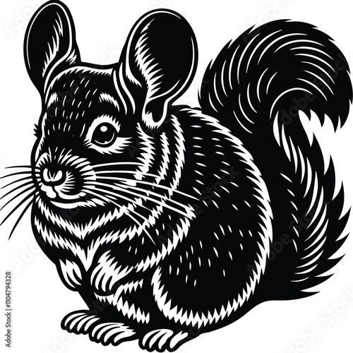 chinchilla vector silhouette, isolated white background