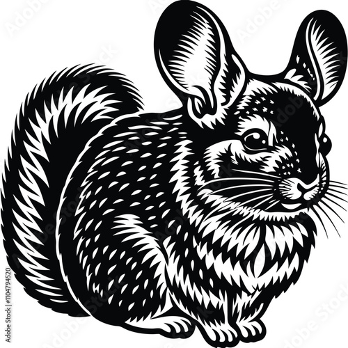 chinchilla vector silhouette, isolated white background
