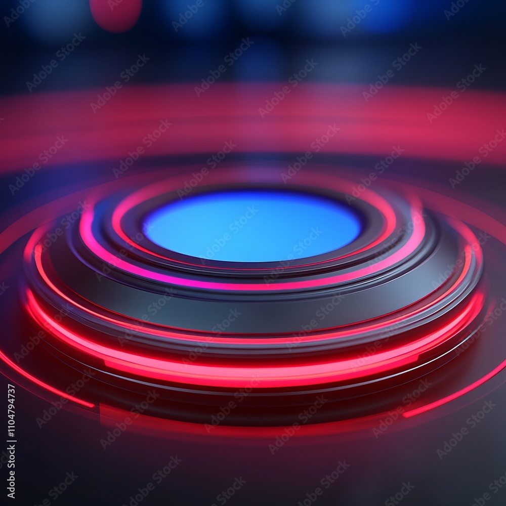 Abstract red and blue glowing circular platform. Abstract red and blue glowing circular platform.