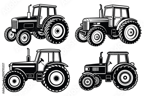 Silhouette of tractor vector