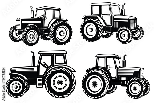 Silhouette of tractor vector