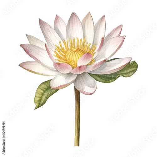 Watercolor Water lily isolated white background