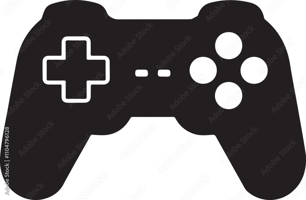 Black and White Illustration of a Gaming Controller Icon Black and White Illustration of a Gaming Controller Icon