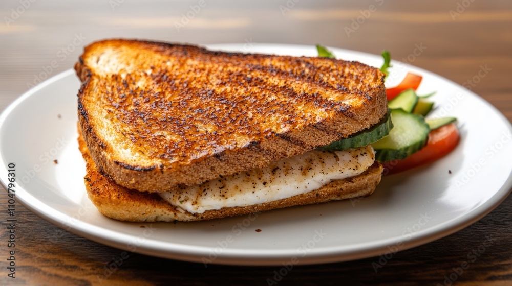 Crispy Grilled Fish Sandwich with Colorful Fresh Vegetables - Ultra-Detailed Food Study Crispy Grilled Fish Sandwich with Colorful Fresh Vegetables - Ultra-Detailed Food Study