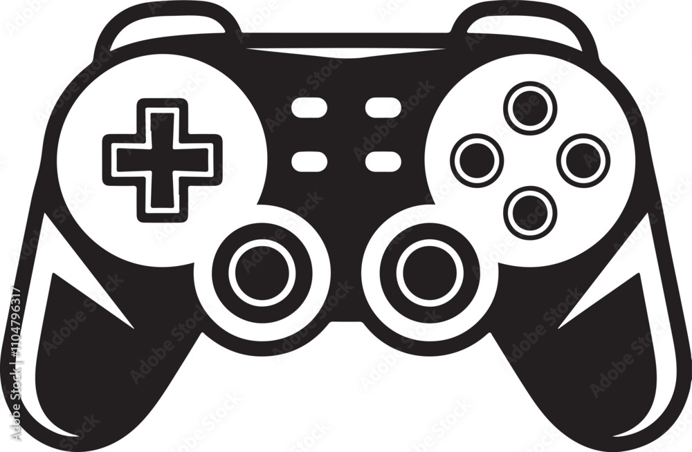 Black and White Illustration of a Gaming Controller Icon Black and White Illustration of a Gaming Controller Icon