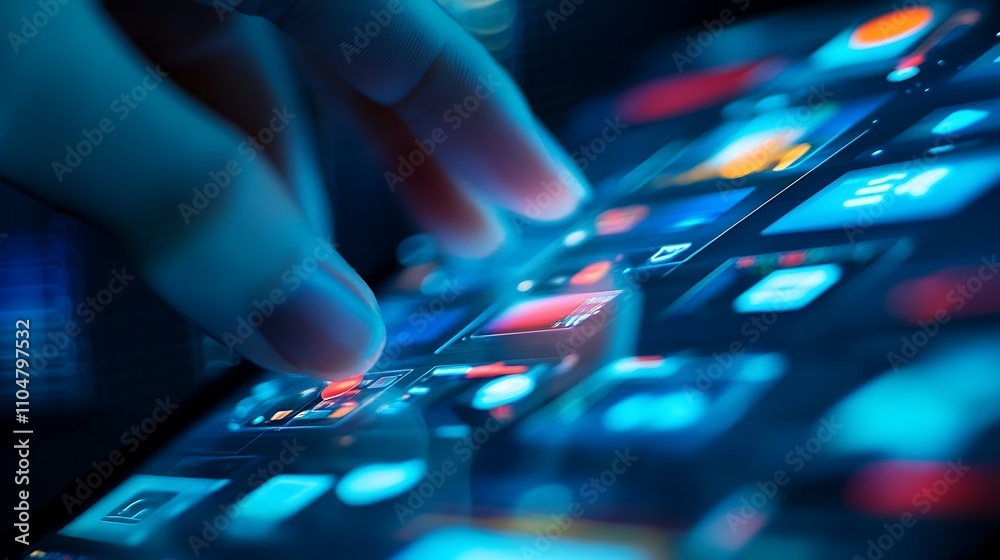 A hand scrolling through a mobile phone screen displaying a social media feed with pictures and posts A hand scrolling through a mobile phone screen displaying a social media feed with pictures and posts