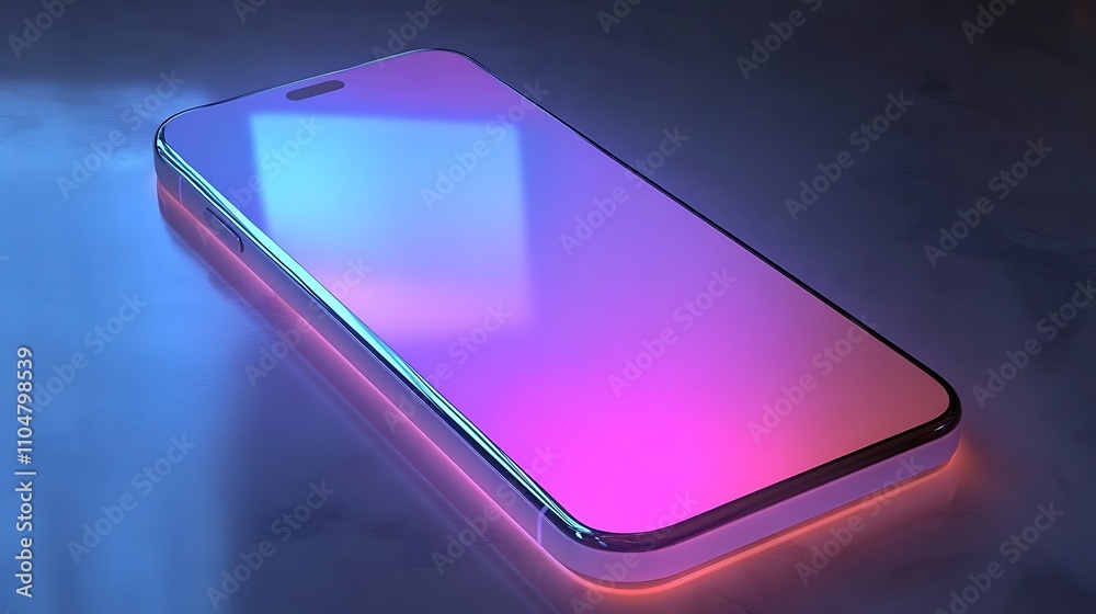 A close-up view of a mobile phone screen displaying a blank home screen with soft ambient lighting A close-up view of a mobile phone screen displaying a blank home screen with soft ambient lighting