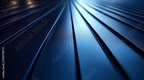 close-up of blue metal surface with ridges textured pattern modern design photo