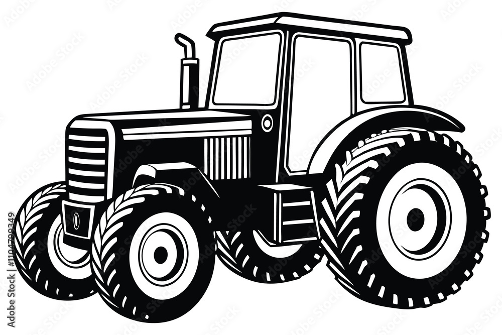 Obraz premium Tractor silhouette illustration isolated on a white background