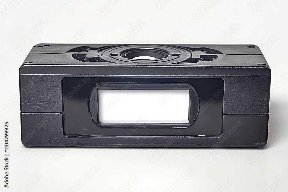 Black VHS Tape with Blank Label Isolated on White Background Vintage Media Technology Black VHS Tape with Blank Label Isolated on White Background Vintage Media Technology