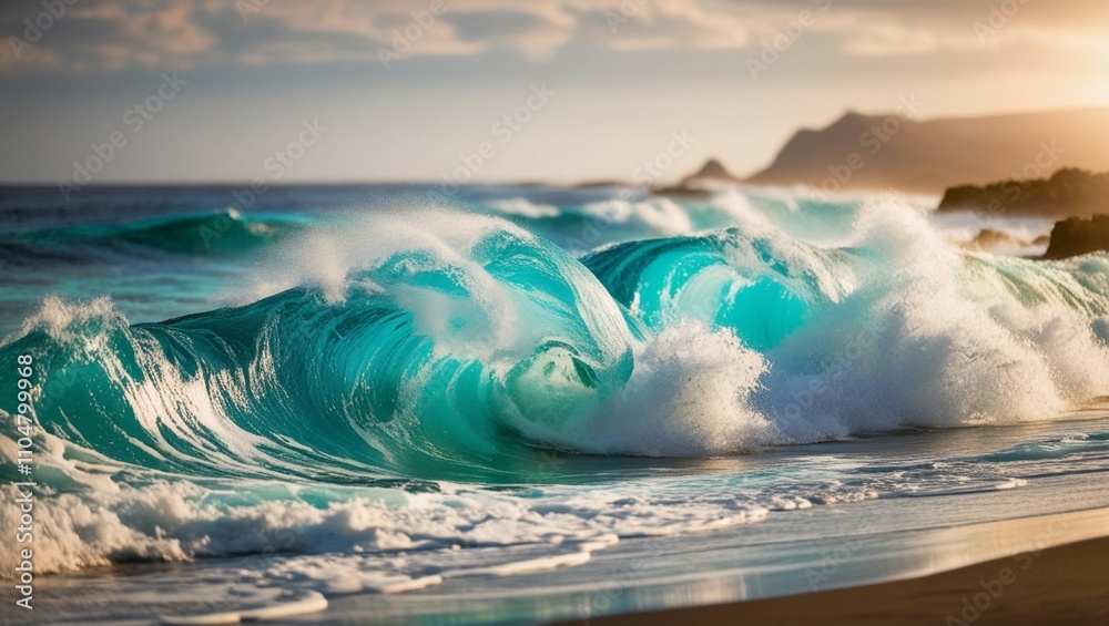 Waves crashing along Gran Canaria's shore Waves crashing along Gran Canaria's shore